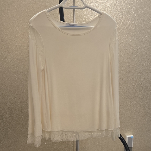 Bailey 44 Tops - Cream Long Sleeve Top With Lace Detail